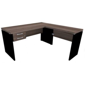Mesa em "L" Com 02 Gavetas 1,70 x 1,50m ,Garantia : 1 ano Tampo : MDP de 40 mm Espessura do pé: 25mm Pés : Pé Painel Cor : Nogueira/Nogal